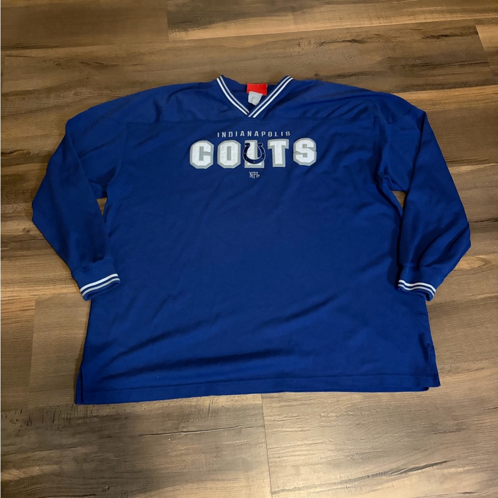 Mens NFL Indianapolis Colts Blue Long Sleeve Shirt Size 2XL